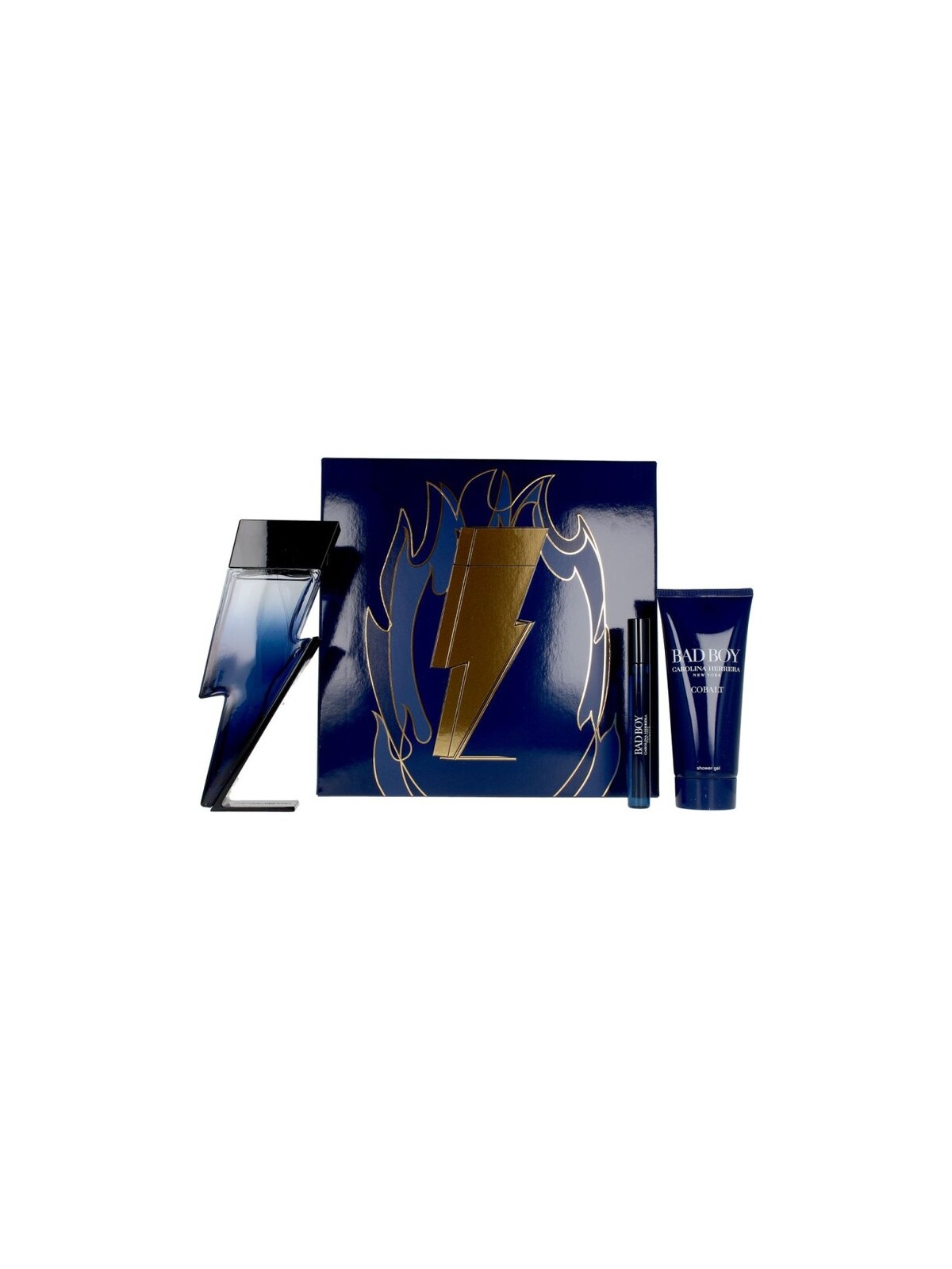 Carolina Herrera Bad Boy Cobalt Electrique Set regalo eau de parfum 100ml, gel doccia 100ml e miniature eau de parfum 10ml uomo