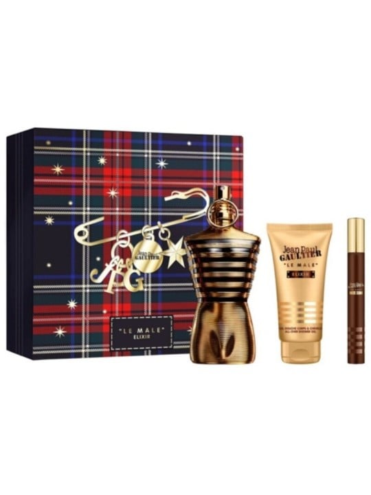 Jean Paul Gaultier Le Male Elixir Set regalo eau de parfum 125ml, gel doccia 75ml e eau de parfum miniatura 10ml uomo