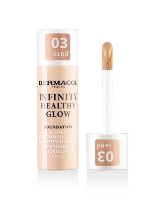 Fondotinta illuminante Dermacol Infinity Healthy Glow - Trucco leggero illuminante 20 g donna 03 SAND