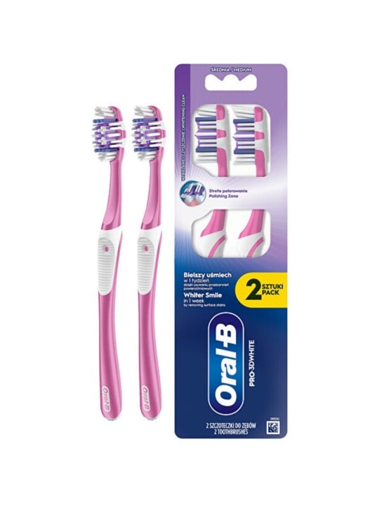 Spazzolino elettrico Oral-B Pro-3D White Whitening Clean Medium - Spazzolino (2 pezzi) donna