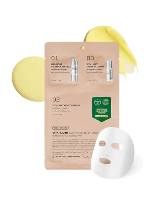VT Cosmetics Vita-Light All In One 3Step Mask ++ - Maschera viso illuminante e idratante 1.0g donna