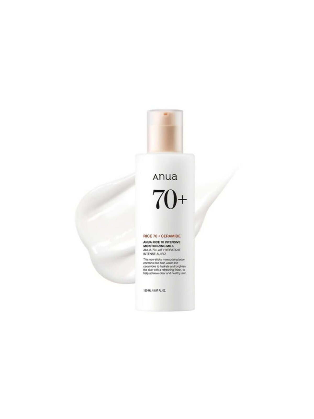 Anua Rice 70 + Ceramide Intensive Moisturizing Milk - Latte idratante per il viso 150ml donna