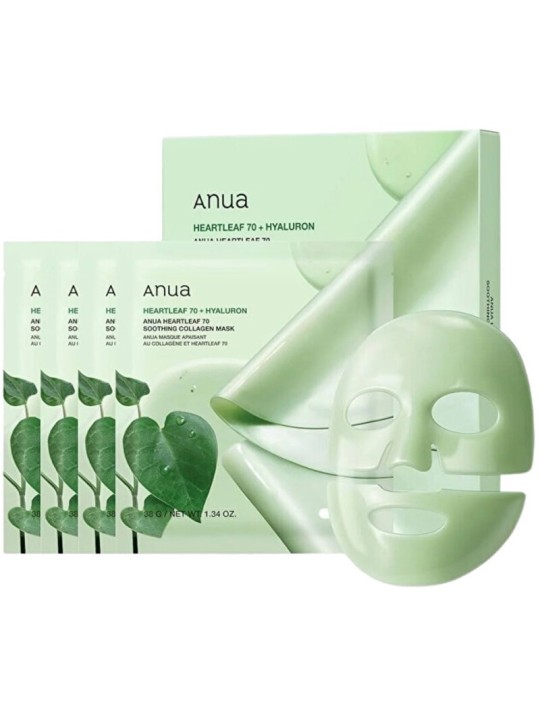 Anua Heartleaf 70 Maschera lenitiva al collagene - Set di maschere 38,0 g donna