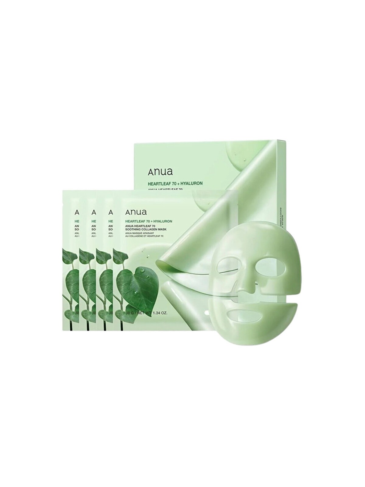 Anua Heartleaf 70 Maschera lenitiva al collagene - Set di maschere 38,0 g donna