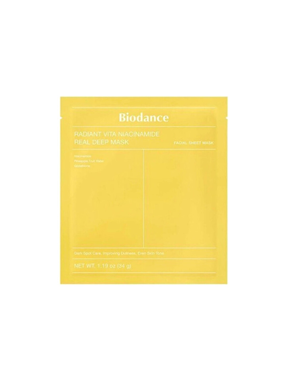 Biodance Radiant Vita Niacinamide Real Deep Mask - Maschera idrogel illuminante 34.0g donna