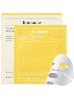 Biodance Radiant Vita Niacinamide Real Deep Mask - Maschera viso (4 pezzi) donna