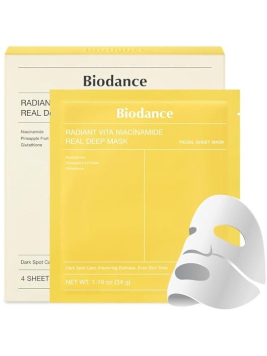 Biodance Radiant Vita Niacinamide Real Deep Mask - Maschera viso (4 pezzi) donna