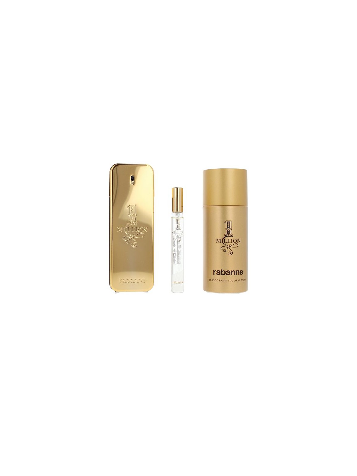 Rabanne 1 million set 3 pezzi Eau de Toilette spray 100 ml + Deodorant 150 ml + Eau de Toilette spray 10 ml uomo