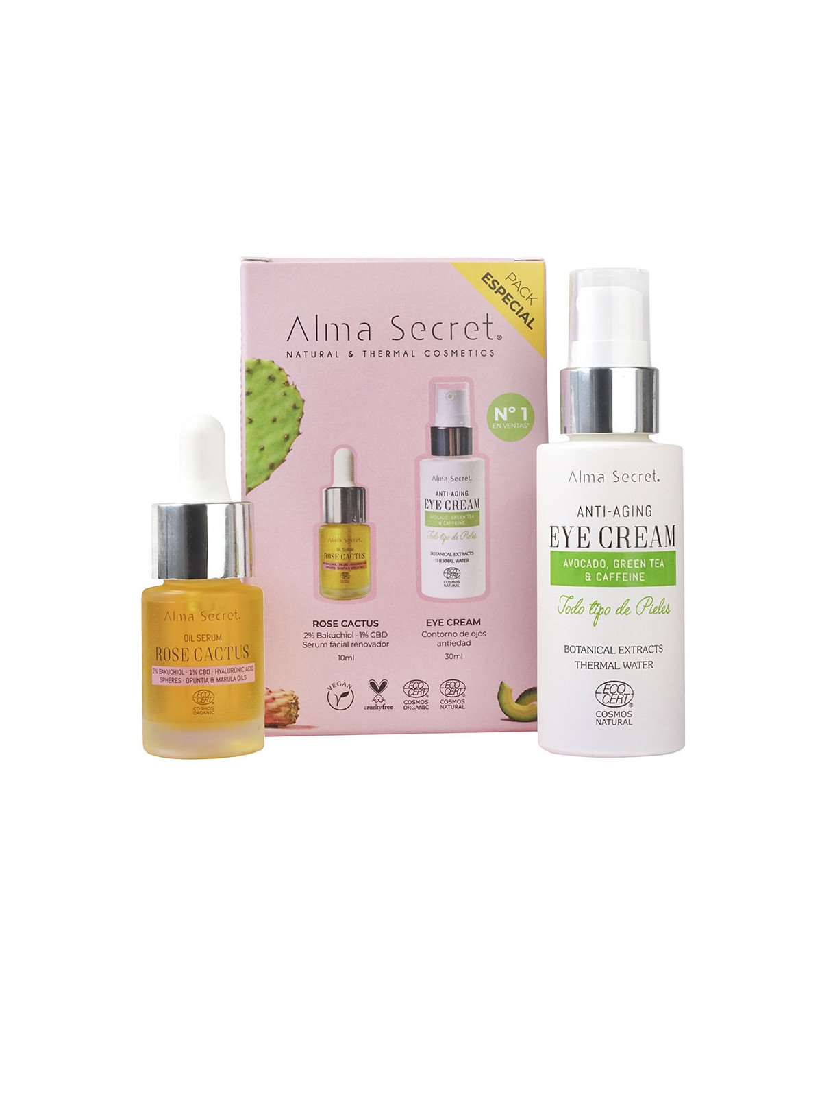 Alma Secret Astuccio per cosmetici naturali e termici 2 pezzi eye contour 30 ml + rose cactus 10 ml unisex