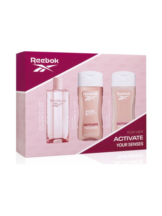 Reebok ATTIVA I TUOI SENSI - SET DONNA 3 PEZZI Eau de Toilette spray 100 ml + Shower Gel 250 ml + Body Lotion 250 ml donna