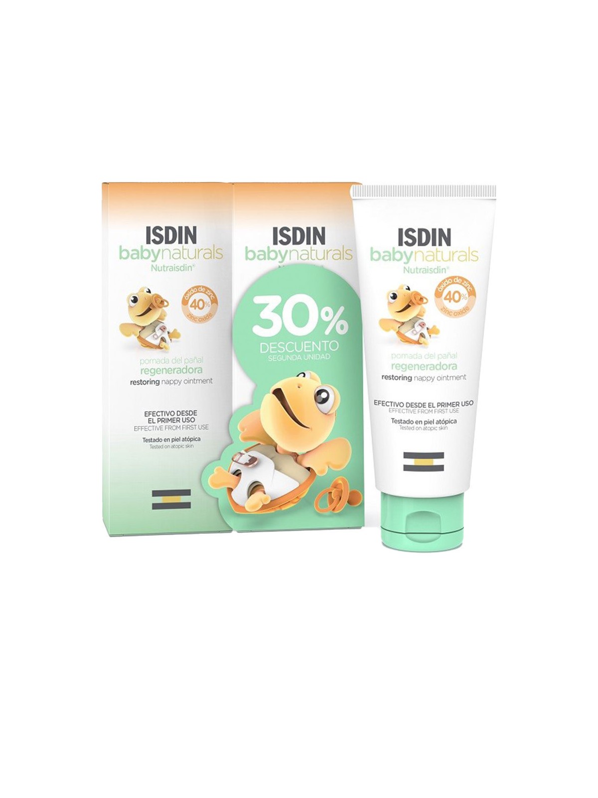 Isdin BABYNATURALS unguento rigenerante per il cambio pannolino, confezione da 2 x 100ml unisex
