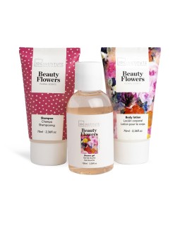 Idc Institute BELLEZZA FIORI BAGAGLIAIA DA VIAGGIO 4 PEZZI shampoo 70 ml + shower gel 100 ml + body lotion 70 ml unisex