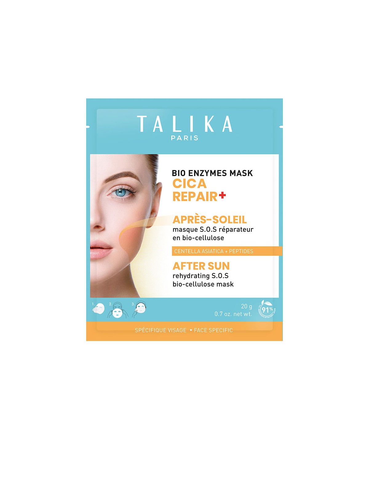 Talika BIO ENZIMI MASCHERA RIPARATRICE CICA+ DOPOSOLE maschera riparatrice SOS ultra-lenitiva 20g unisex