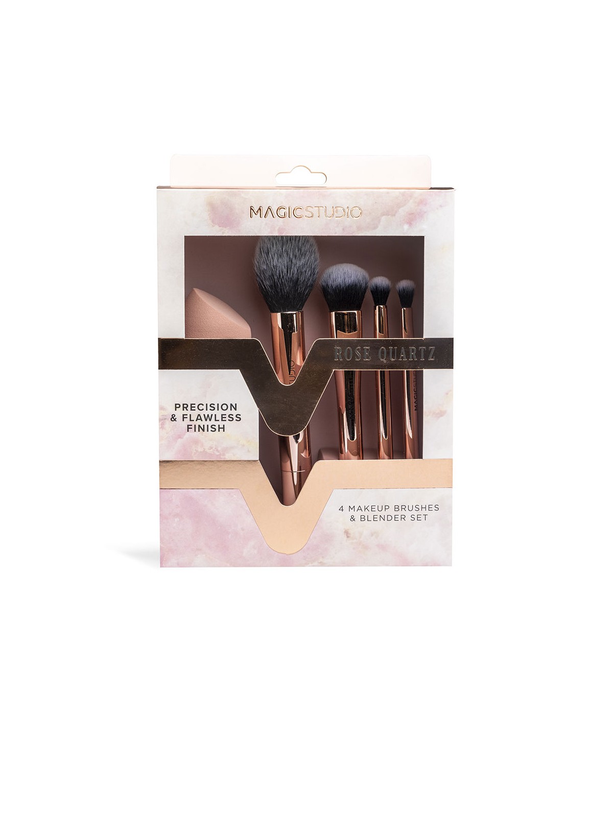 Magic Studio CASSA IN QUARZO ROSA CON FINITURA IMPECCABILE, 5 PEZZI 4 makeup brushes + blender unisex
