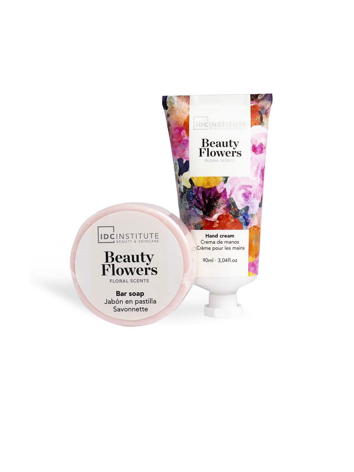 Idc Institute CONFEZIONE DA 3 BROCCHE D'ACQUA CON MOTIVO FIORI 1 bar soap + 90 ml hand cream + decorative watering can unisex