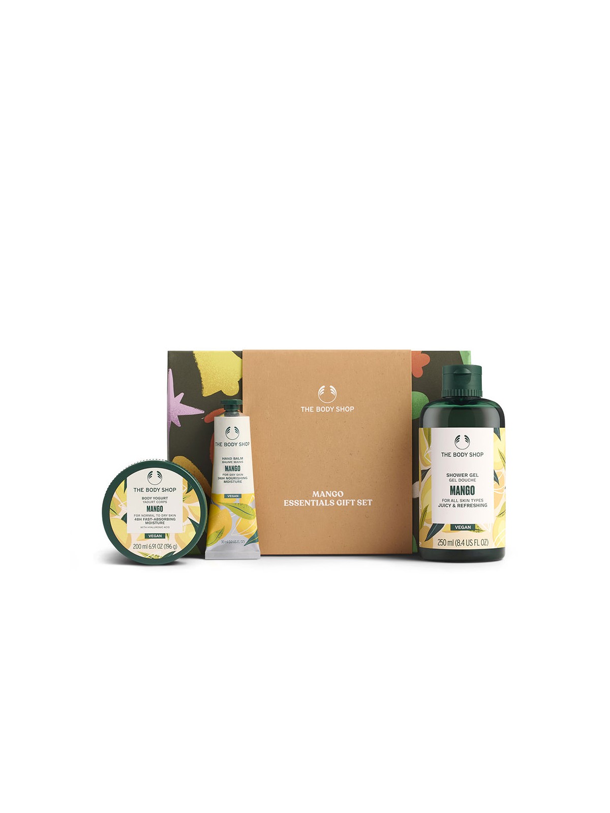 The Body Shop CONFEZIONE PICCOLA DI MANGO 3 pezzi yogur corporal 200 ml + bálsado de manos 30 ml + gel de ducha 250 ml unisex
