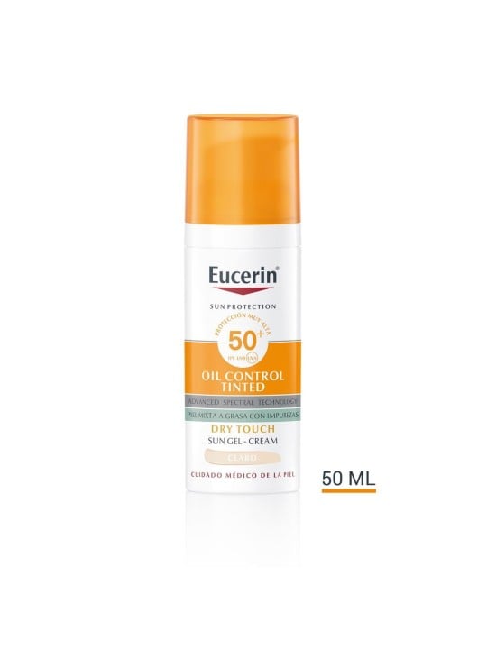 Eucerin Crema gel colorata SPF50+ n.light 50ml con protezione solare, controllo dell'oleosità, effetto asciutto. unisex