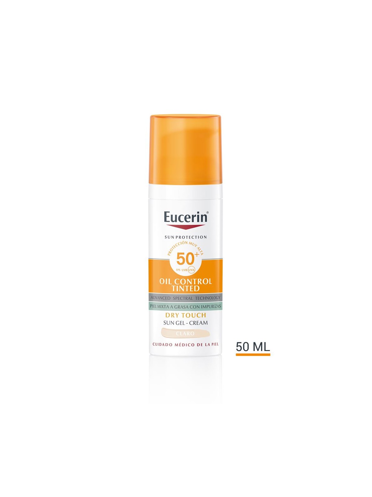 Eucerin Crema gel colorata SPF50+ n.light 50ml con protezione solare, controllo dell'oleosità, effetto asciutto. unisex