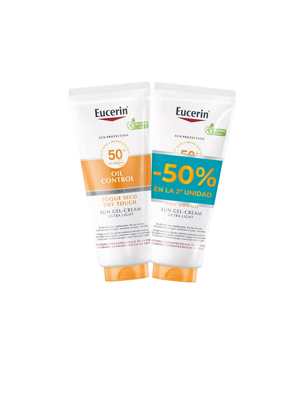 Eucerin Crema gel-protezione solare per il corpo SPF50+, confezione da 2 x 200ml Body sunscreen SPF50 2 x 200 ml unisex