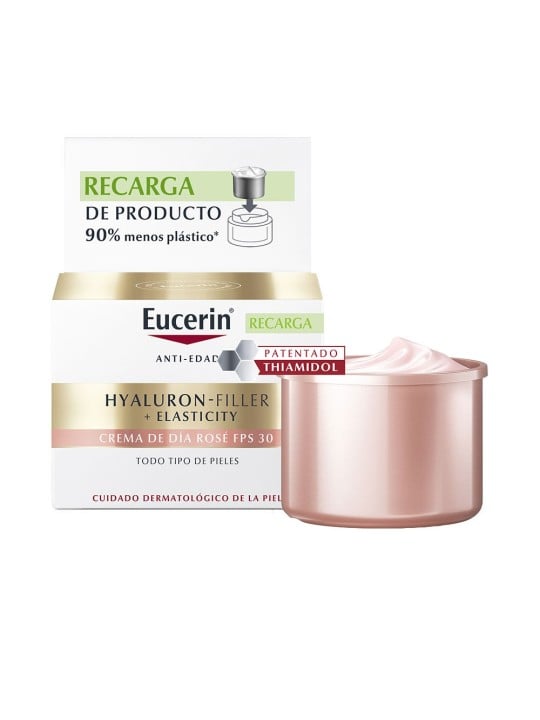Eucerin Crema giorno rosata Hyaluron-filler + elasticità SPF30, ricarica 50ml unisex