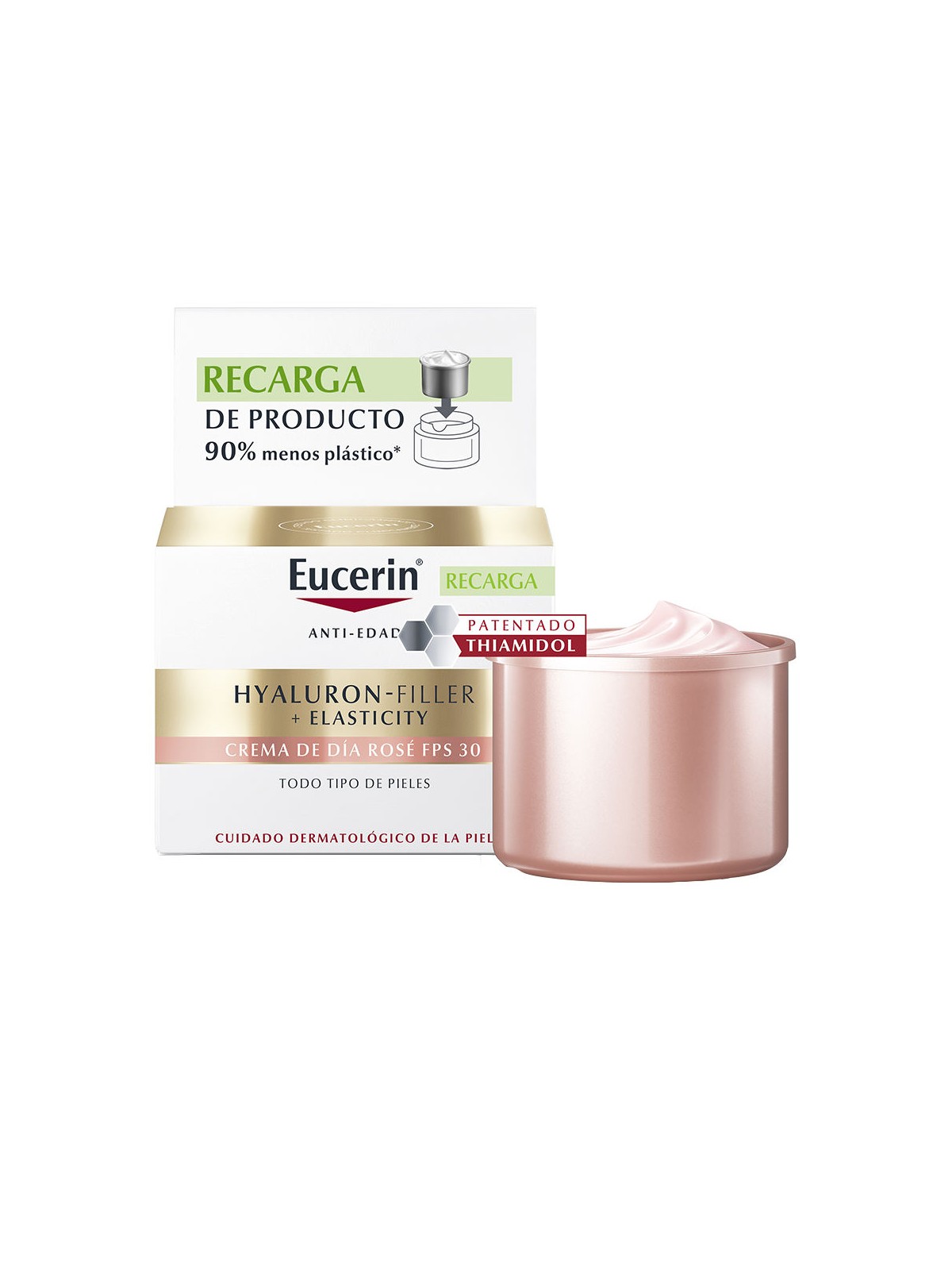 Eucerin Crema giorno rosata Hyaluron-filler + elasticità SPF30, ricarica 50ml unisex