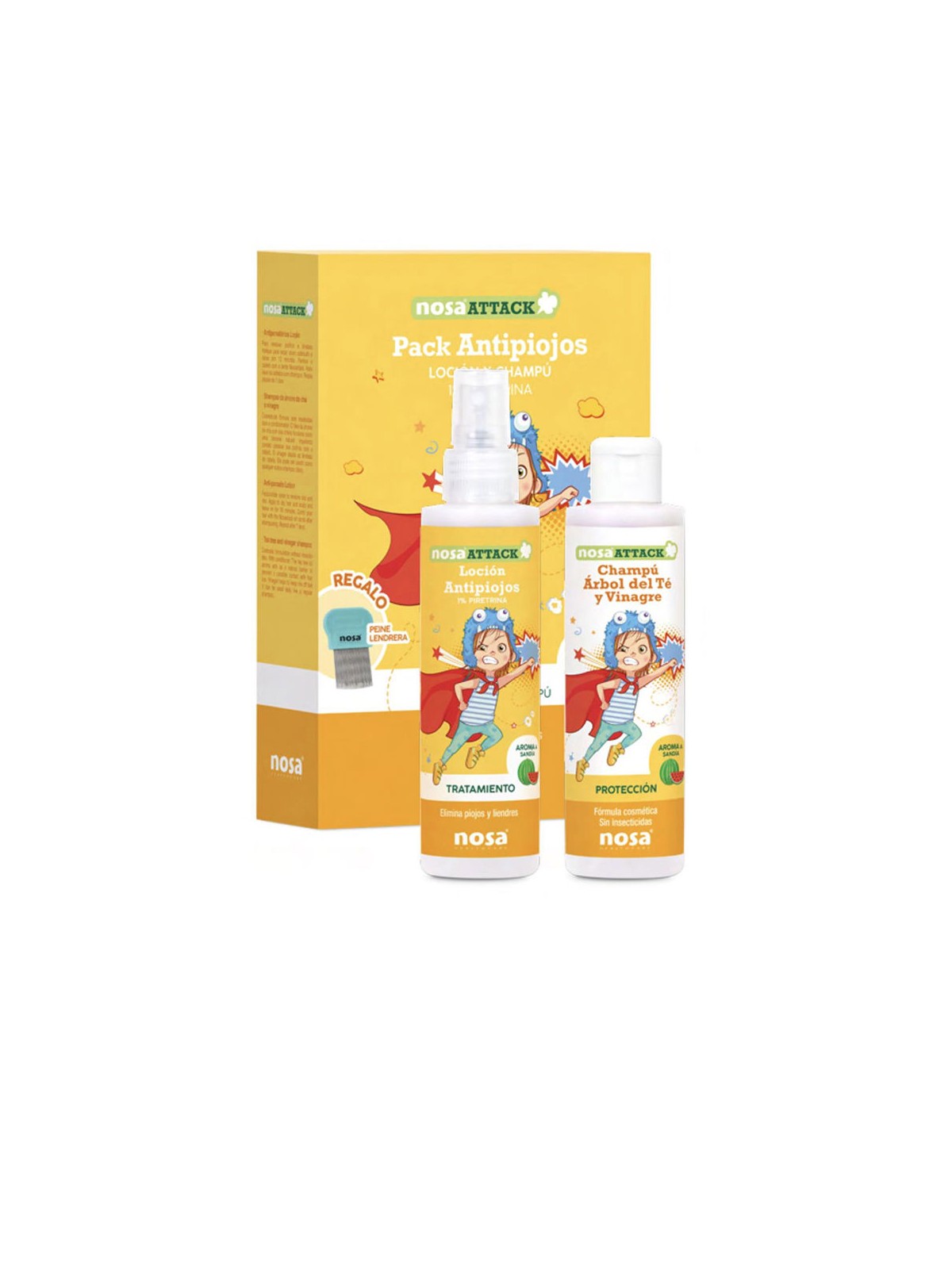 Nosa CUSTODIA ANTIPIDOCCHI ATTACK 2 pezzi 150ml lotion + 150ml anti-lice shampoo unisex