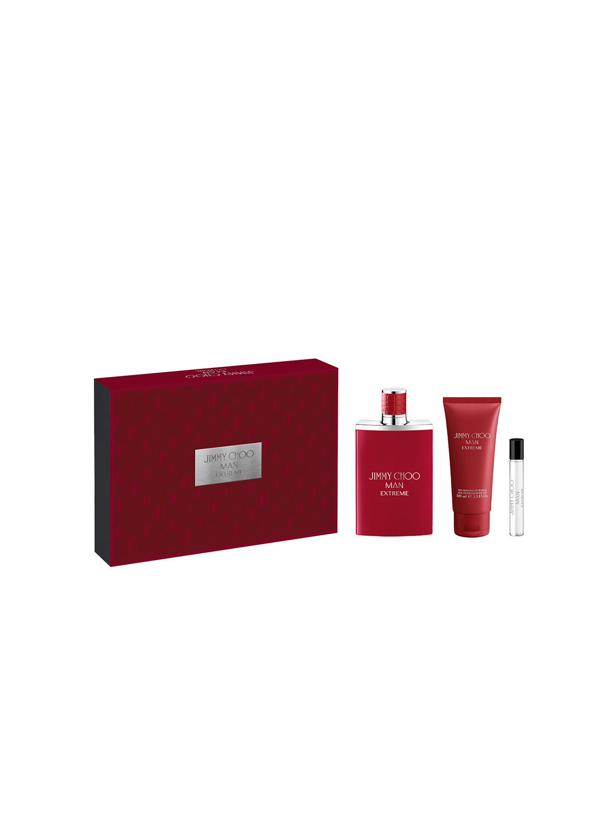 Jimmy Choo SET DA 3 PEZZI MAN EXTREME Eau de Parfum spray 100ml + Eau de Parfum spray 7.5ml + Shower gel 100ml uomo