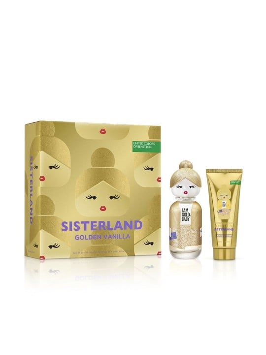 Benetton CUSTODIA IN 2 PEZZI SISTERLAND GOLDEN VANILLA Eau de Parfum spray 80ml + Perfumed body lotion 75ml donna