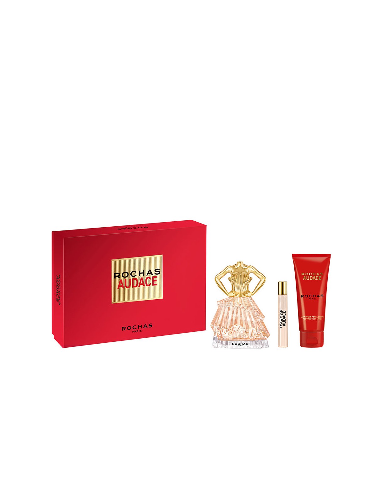 Rochas Custodia Rochas Audiace 3 pezzi Eau de Parfum spray 90 ml + Body Lotion 100 ml + Eau de Parfum spray 7.5 ml donna