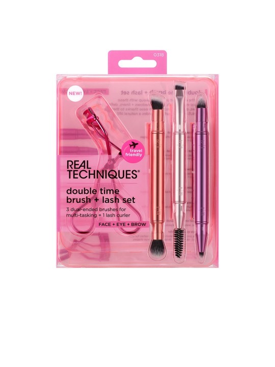Real Techniques DOPPIO SPAZZOLA + ULTIMA CONFEZIONE 4 pezzi 3 brushes + eyelash curler unisex