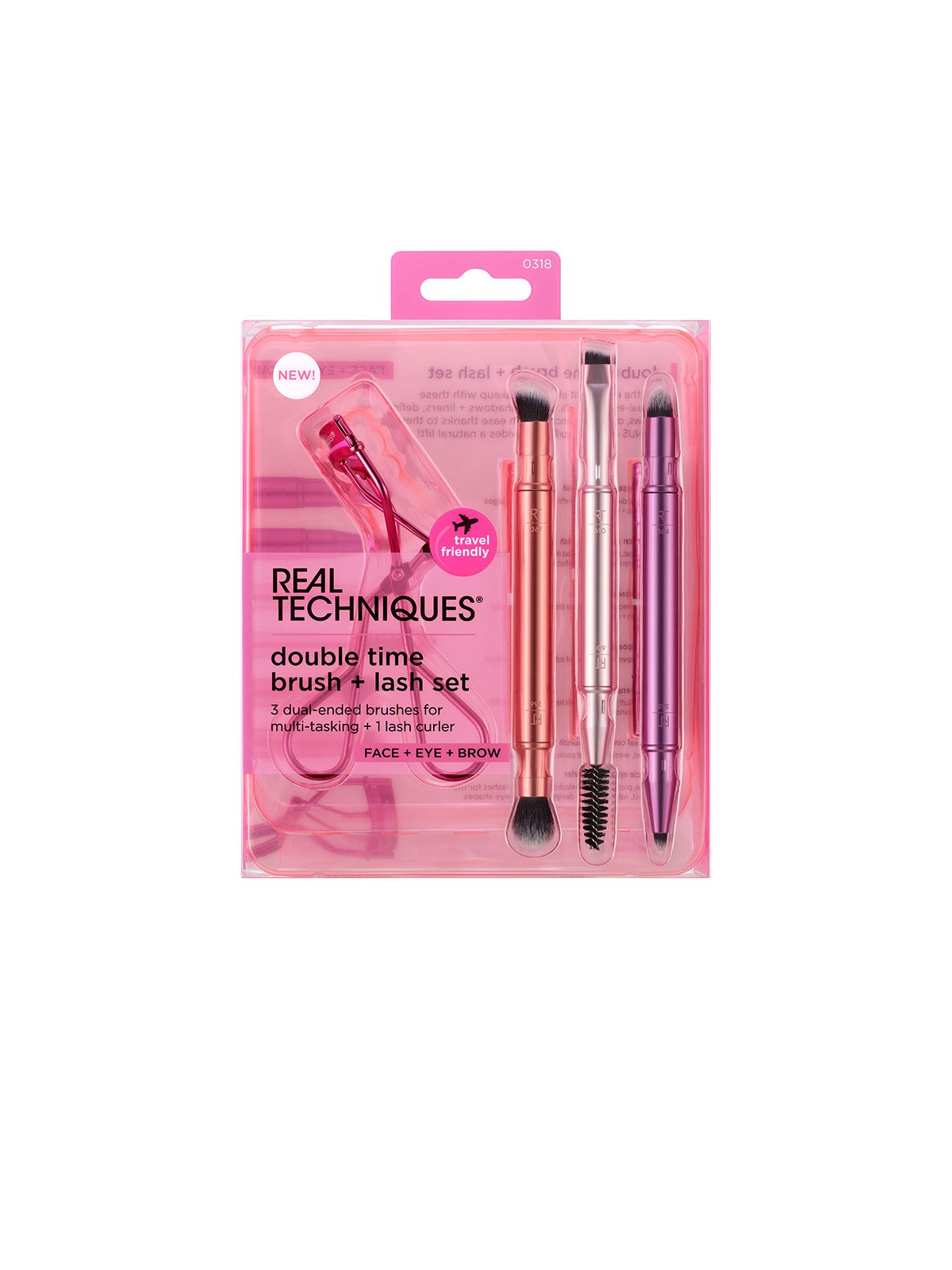 Real Techniques DOPPIO SPAZZOLA + ULTIMA CONFEZIONE 4 pezzi 3 brushes + eyelash curler unisex