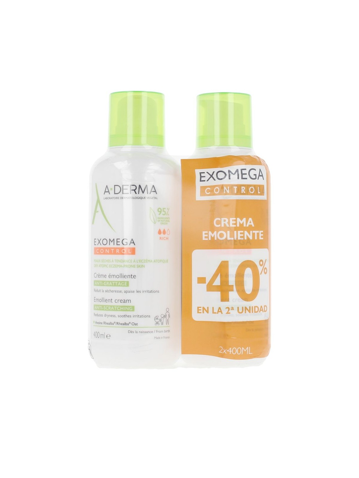A-derma EXOMEGA CONTROL crema emolliente, confezione da 2 x 400ml 2 x 400 ml unisex