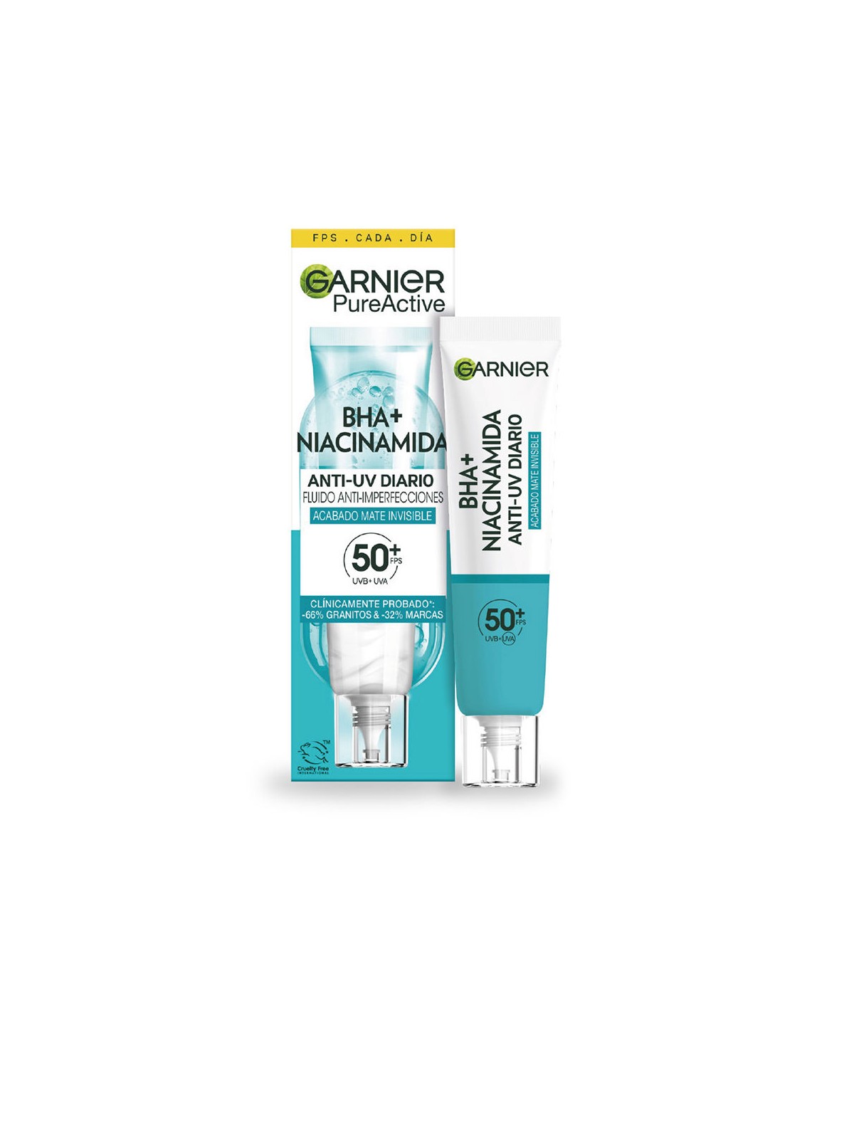 Garnier Fluido opacizzante invisibile anti-imperfezioni SPF50+ con BHA attivo puro e niacinamide 40ml unisex