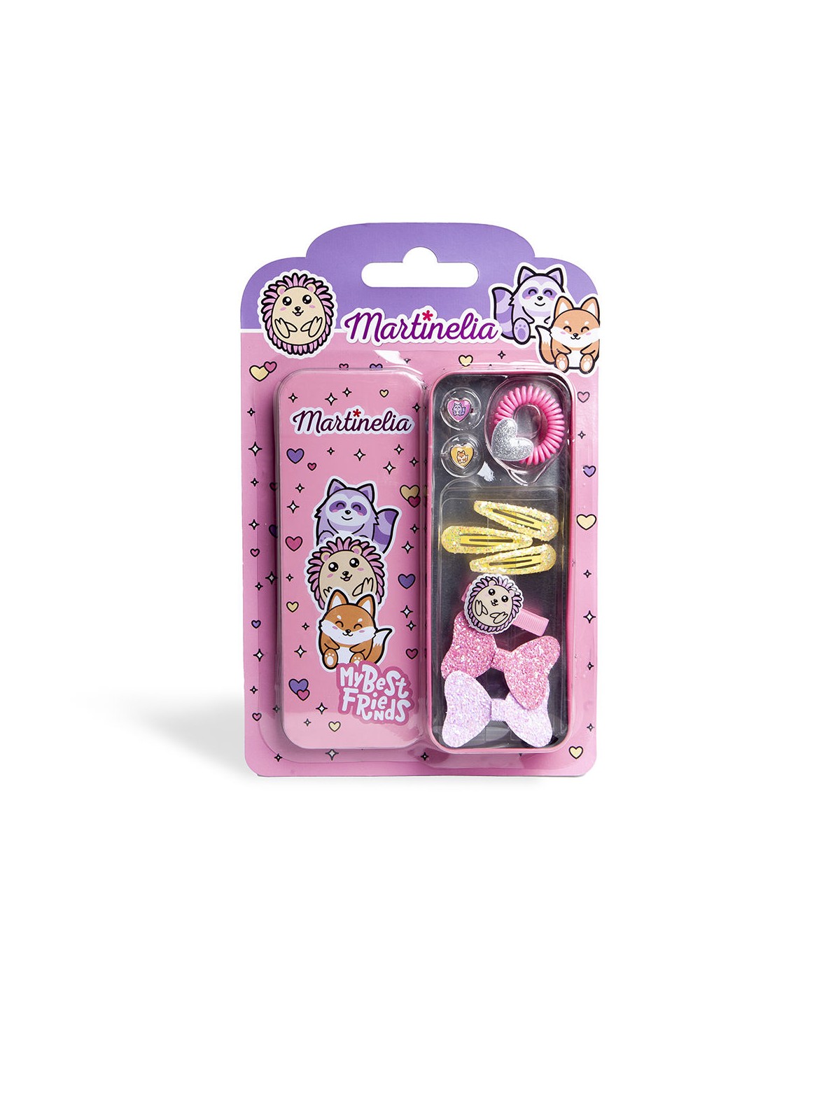 Martinelia I MIEI MIGLIORI AMICI - Set da 10 pezzi 6 clips + 1 scrunchie + 2 rings + case unisex