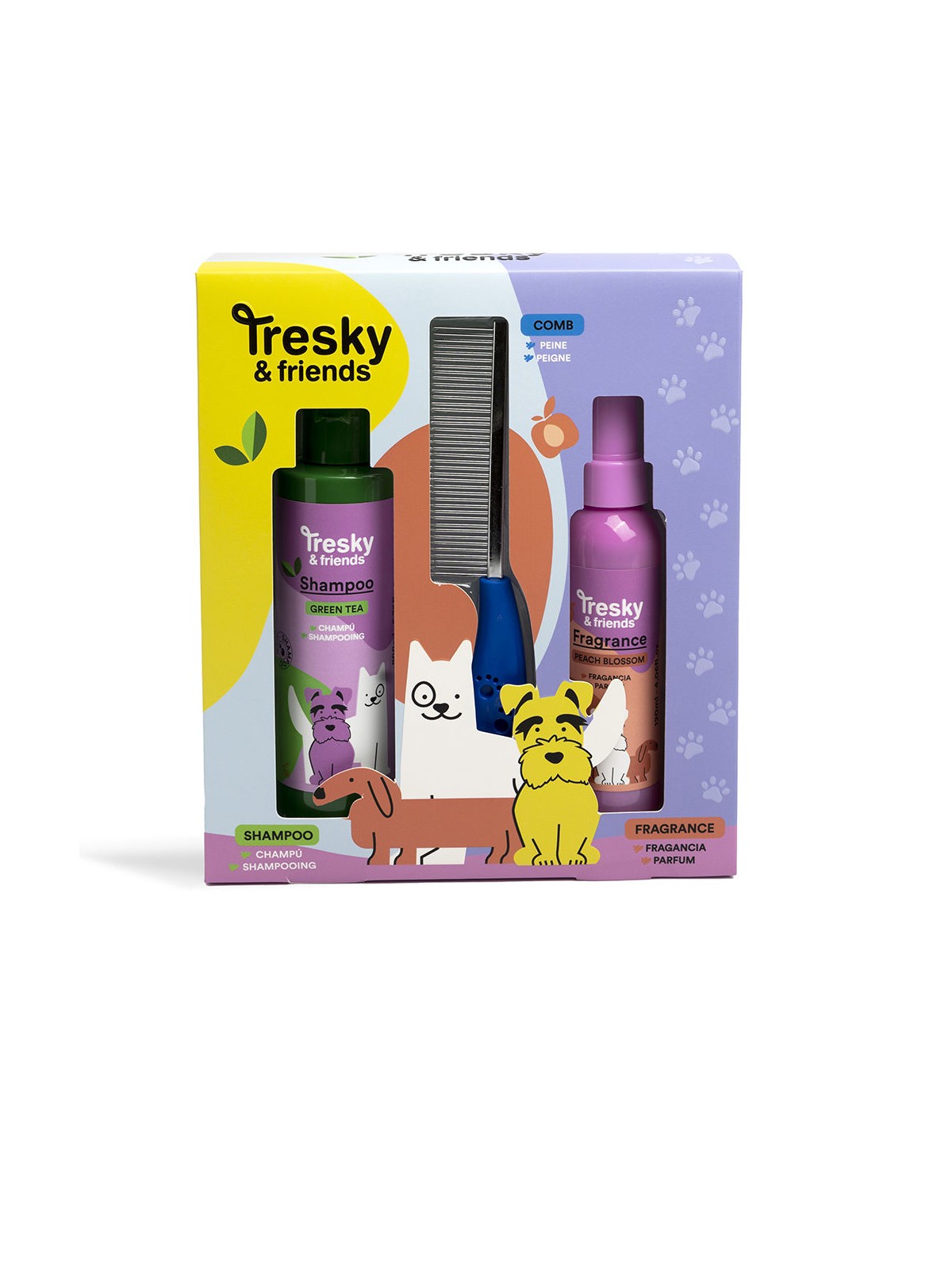 Tresky & Friends KIT DI PULIZIA PER ANIMALI DOMESTICI 3 pezzi Shampoo 200 ml + Fragrance 120 ml + Comb unisex