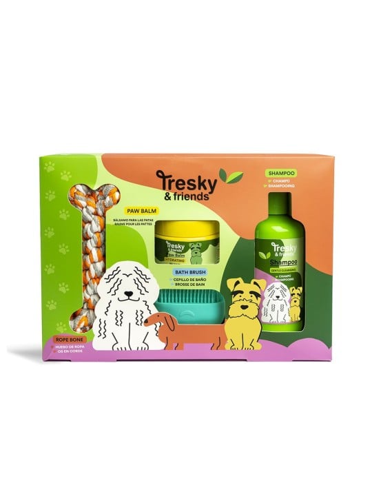 Tresky & Friends KIT DI PULIZIA PER ANIMALI DOMESTICI 4 pezzi Shampoo 300 ml + Paw Balm 150 gr + Brush + Clothes bone unisex