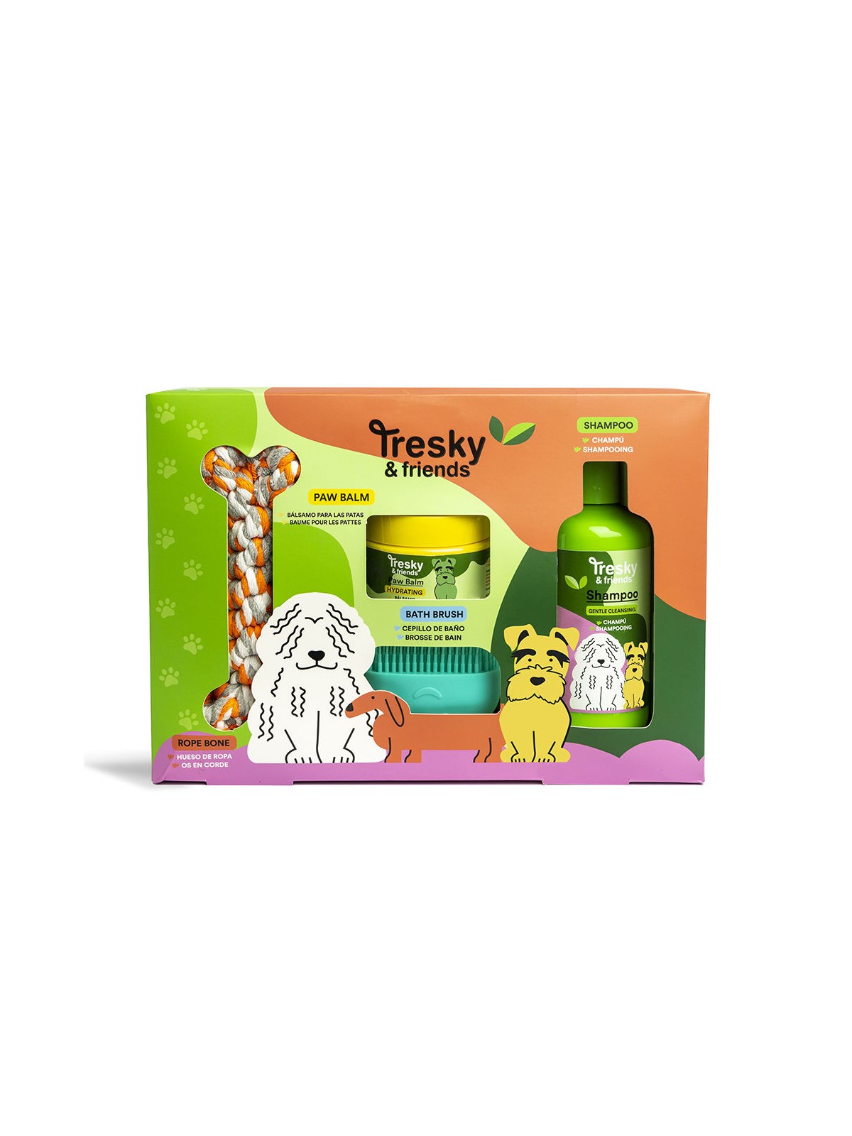 Tresky & Friends KIT DI PULIZIA PER ANIMALI DOMESTICI 4 pezzi Shampoo 300 ml + Paw Balm 150 gr + Brush + Clothes bone unisex