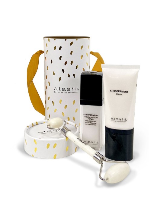 Atashi KIT K-BIOFERMENT 3 pezzi Cream 50 ml + Serum 30 ml + Jade Roller 1 unit donna