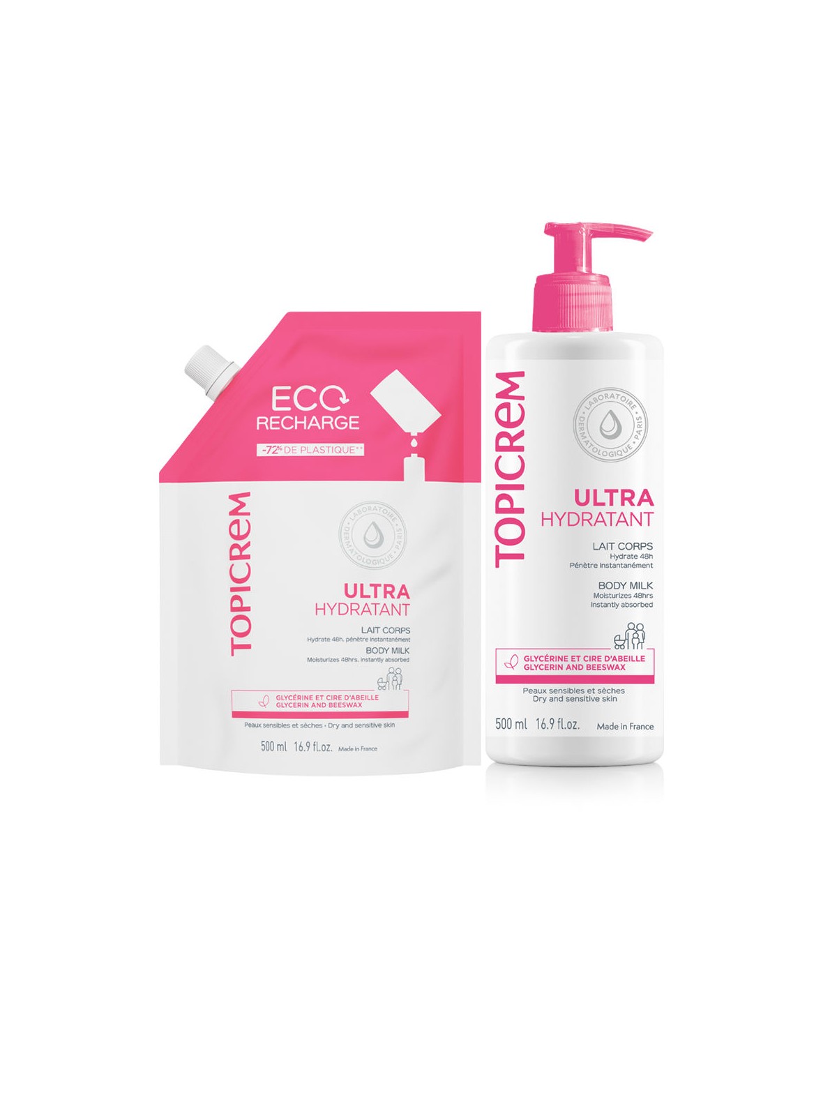 Topicrem Latte ultra idratante UH + ricarica da 2 unità Body lotion 500ml + Body lotion refill 500ml unisex