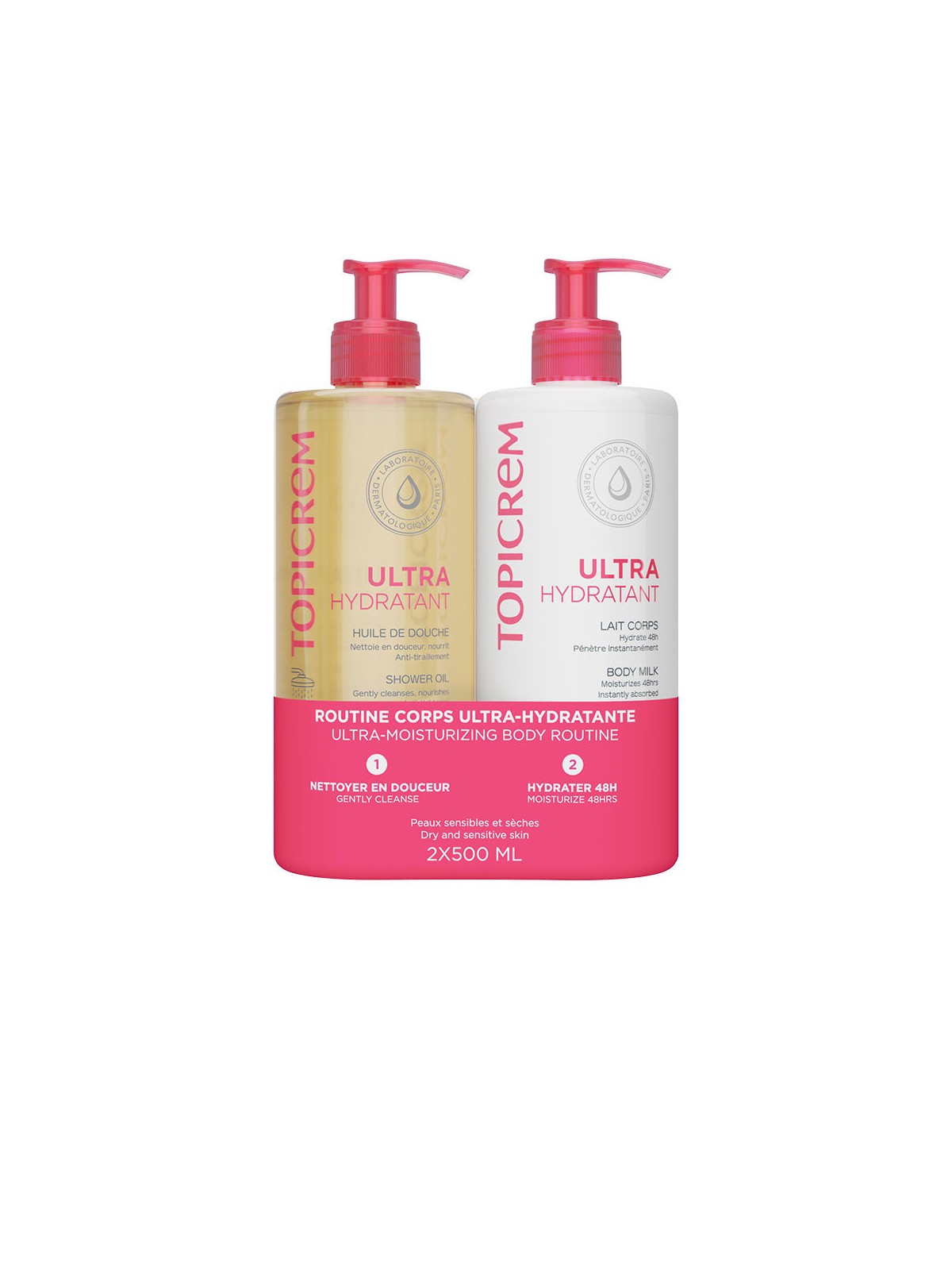 Topicrem Latte ultra idratante UH 500ml + olio doccia 500ml - Confezione da 2 Body milk 500 ml + Shower oil 500 ml unisex