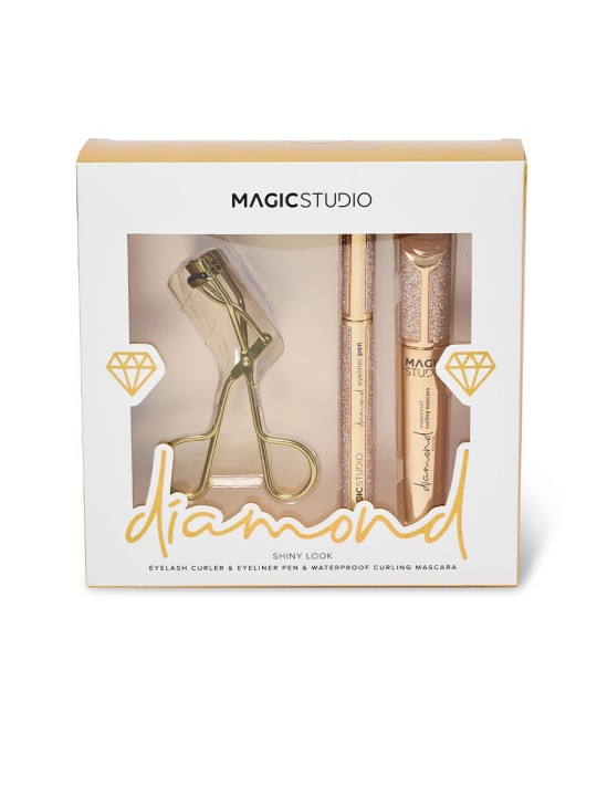 Magic Studio LOTTO DI 3 PEZZI CON EFFETTO LUMINOSO DIAMANTE Mascara + liquid eyeliner + eyelash curler unisex
