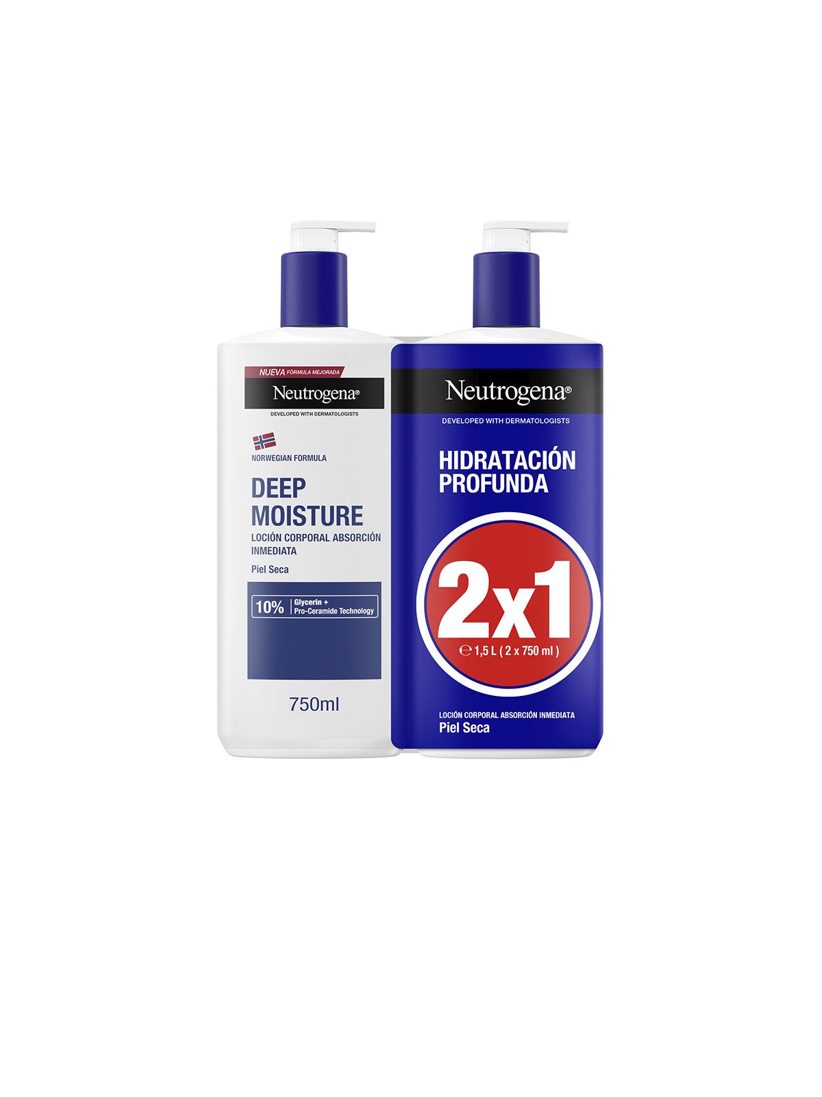Neutrogena Lozione idratante profonda per pelli secche, confezione da 2 x 750ml 2 x 750 ml unisex
