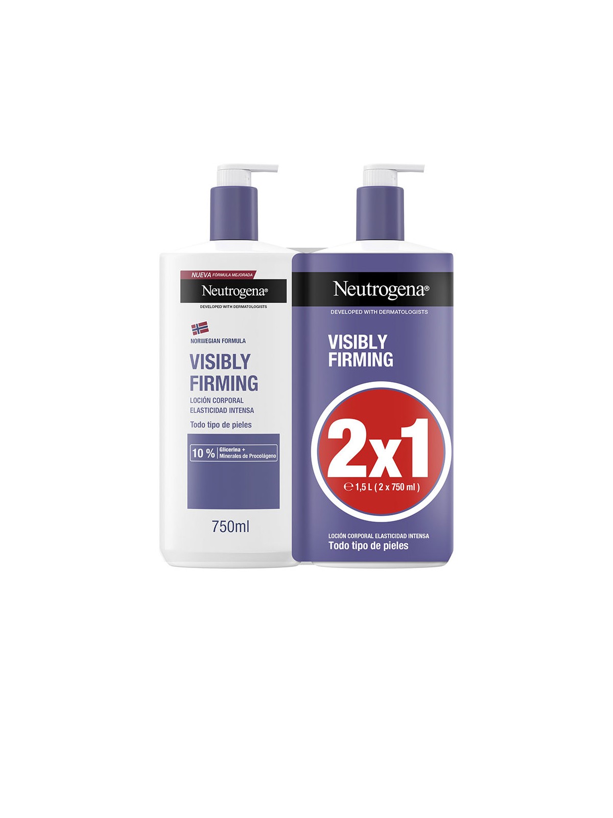 Neutrogena Lozione rassodante e rimpolpante ad azione intensa, confezione da 2 x 750ml 2 x 750 ml unisex