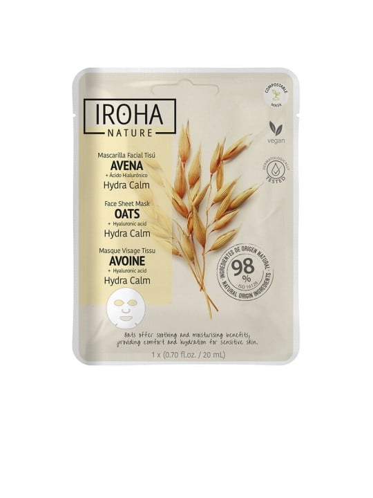 Iroha Maschera viso in tessuto all'avena 1 confezione unisex