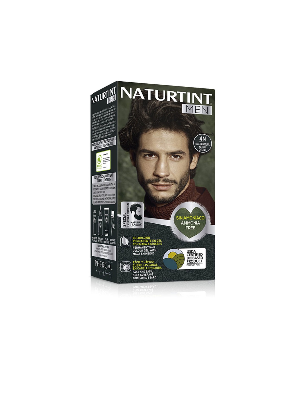 Naturtint NATURTINT MEN tinta per capelli senza ammoniaca n.4N castano naturale 1 confezione uomo
