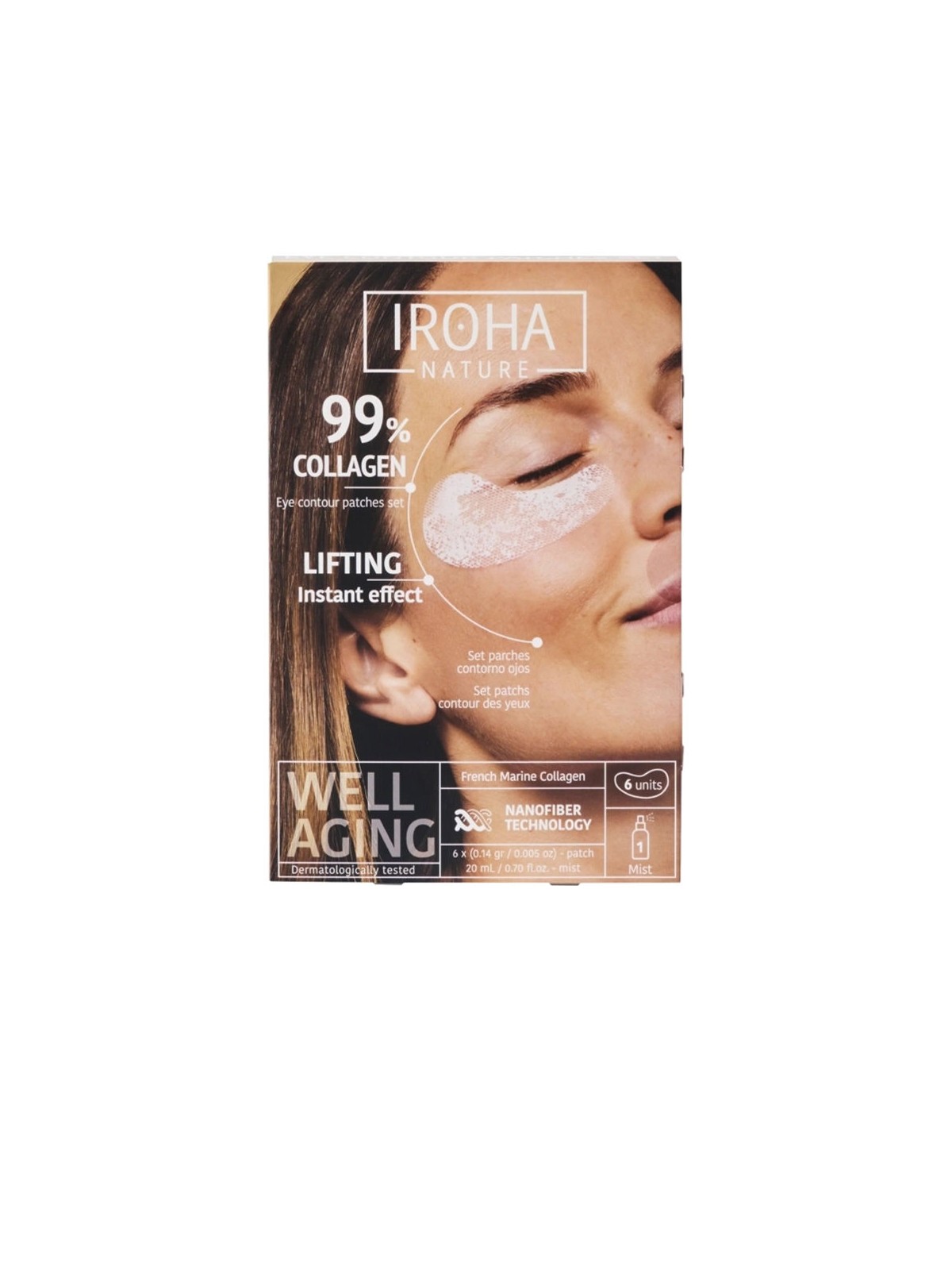 Iroha Patch per il contorno occhi al 99% di collagene, 6 pezzi unisex