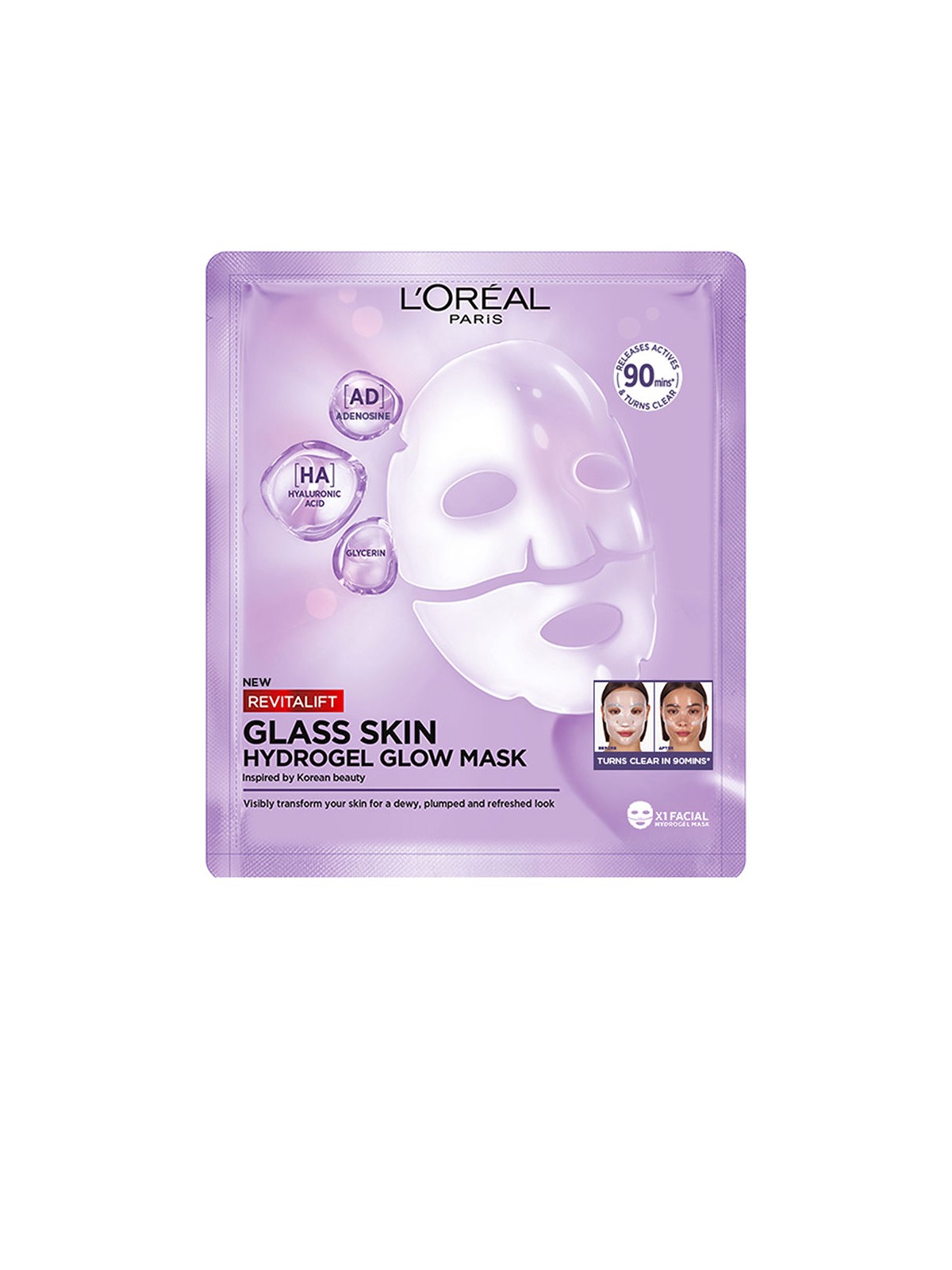 L'Oréal Paris REVITALIFT GLASS SKIN maschera idrogel illuminante 1 unità unisex