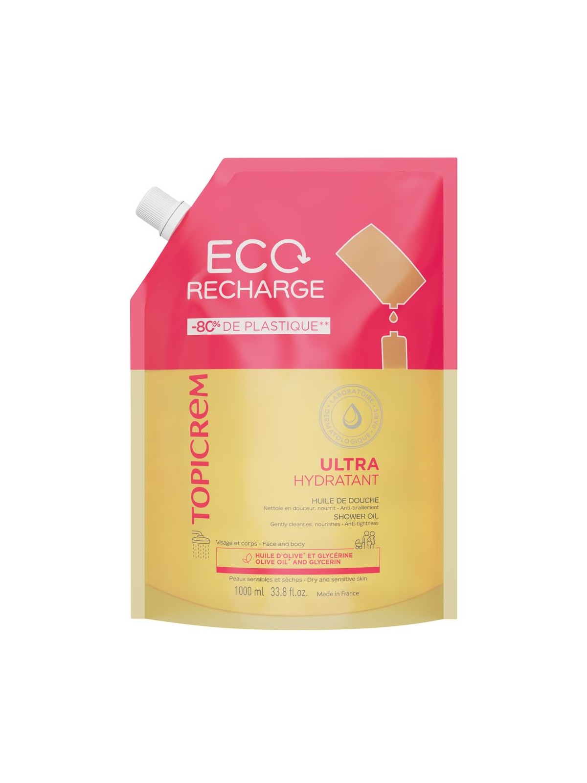 Topicrem Ricarica di olio doccia UH da 1000ml unisex