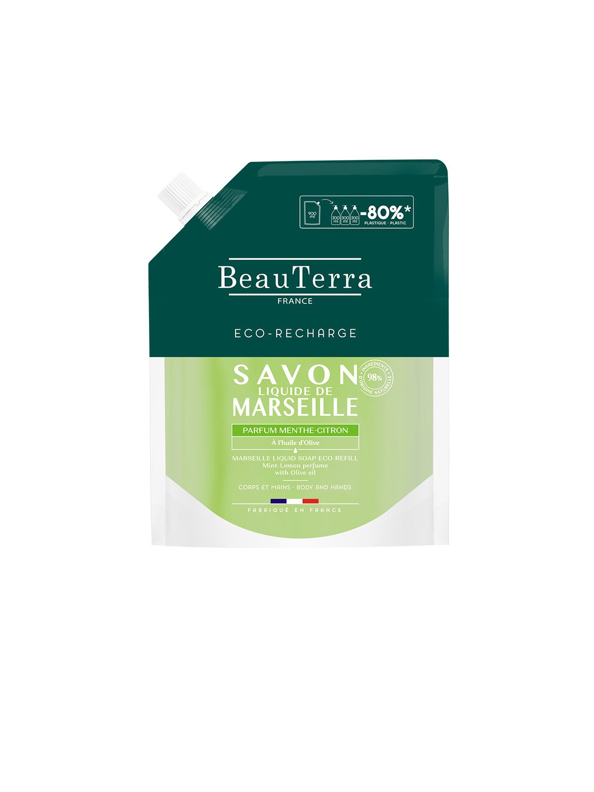 Beauterra Ricarica di sapone MARSEILLE al limone e menta 900ml unisex
