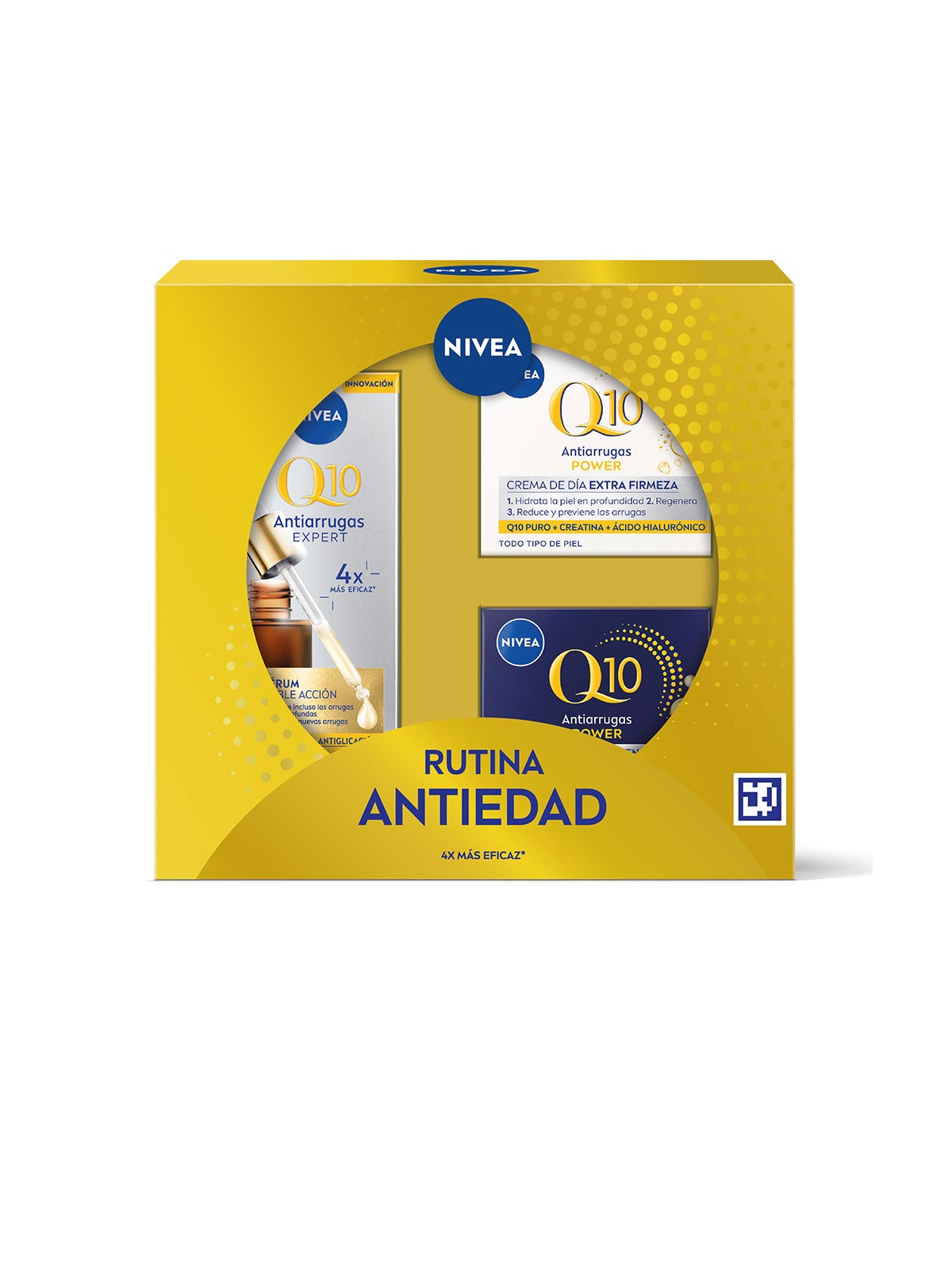 Nivea ROUTINE ANTI-ETÀ Q10 - CUSTODIA IN 3 PEZZI day cream + night cream + double action serum donna